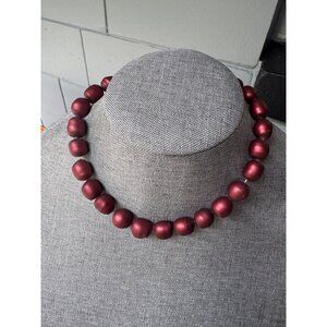 Vintage Burgundy Glass Bead Necklace With Silver-Tone Clasp ?